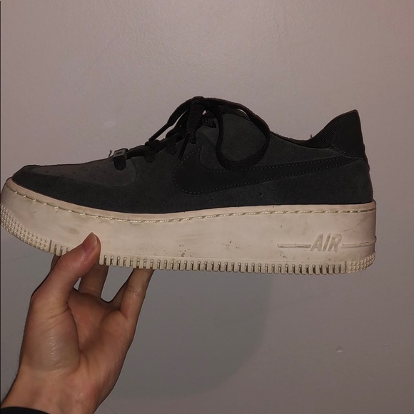 Charcoal colored, suede, Air Force 1s - Picture 7 of 8